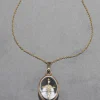 Antique Early 1900s 14k Gold Cross with Quartz Pendant Necklace