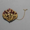 Antique 1800s 14k Gold Fill & Faceted Rhodolite Garnet Pin