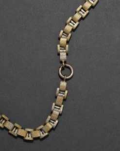 Antique 1800s 14k Gold Fill Handmade Venetian Box Chain Necklace