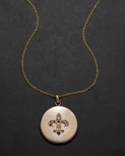 Antique 1800s 14k Gold Fill & Paste Crystal Fleur de Lis Locket Necklace