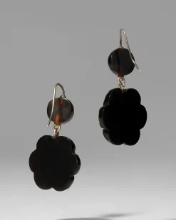 Antique 1800s 14k Gold & Tortoise Pique Earring