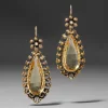 Antique 1850s 14k Gold with Citrine & Pearl Drop Earring