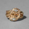 Antique 1800s 14k Yellow & White Gold with Diamond Double Snake Ring