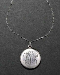 Antique 1920s Sterling Silver Cross Locket Pendant Necklace