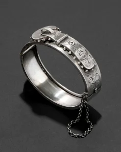 Antique 1800s Victorian Sterling Silver Buckle Bracelet