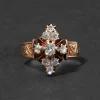 Antique Victorian English 14k Gold & Diamond Hand Etched Ornate Ring