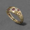 Antique Victorian English 1800s 14k Gold with Ruby & Diamond Band Ring