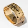 Antique Victorian 14k Gold & Enamel Hand Etched Hinge Bracelet
