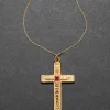 Antique Victorian 14k Gold Fill & Cut Crystal Ornate Cross Pendant Necklace