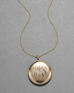 Antique Victorian 1800s 14k Gold Fill & Paste Crystal Patterned Locket Pendant Necklace