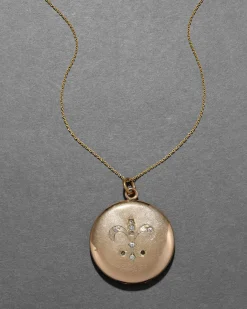 Antique Victorian 1800s 14k Gold Fill Fleur de Lis Locket Necklace