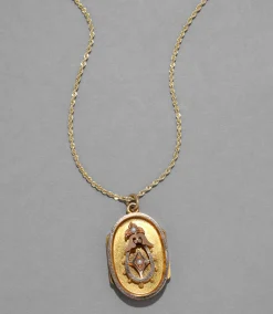 Antique Victorian 1800s 14k Gold Locket Necklace with Pearl on French Rope Chain