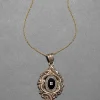 Antique Victorian 1880s 10k Gold with Enamel Lucy Pendant Necklace