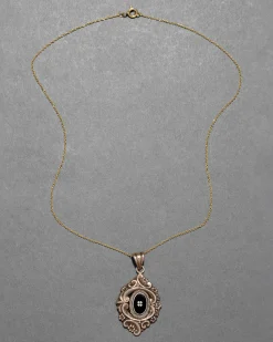 Antique Victorian 1880s 10k Gold with Enamel Lucy Pendant Necklace