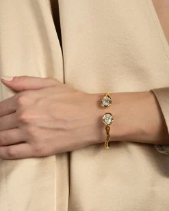 Asterales Crystal Capped Hinge Cuff Bracelet