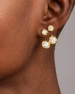 Asterales Gold Molten Front Back Earring