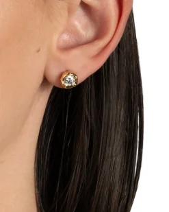 Asterales Molten Bezel Stud Earring- Gold