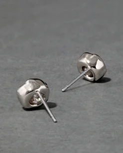 Asterales Molten Bezel Stud Earring- Silver
