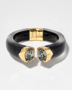 Bonbon Crystal Lucite Hinge Bracelet- Black