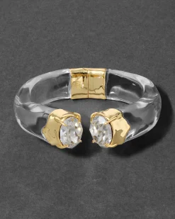 Bonbon Crystal Lucite Hinge Bracelet- Clear