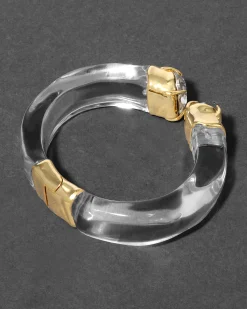 Bonbon Crystal Lucite Hinge Bracelet- Clear