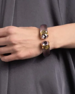 Bonbon Crystal Lucite Hinge Bracelet- Dusty Rose