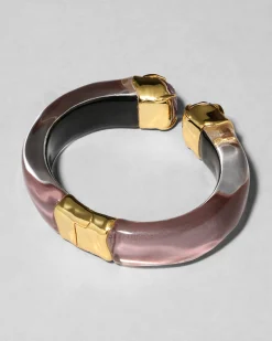 Bonbon Crystal Lucite Hinge Bracelet- Dusty Rose