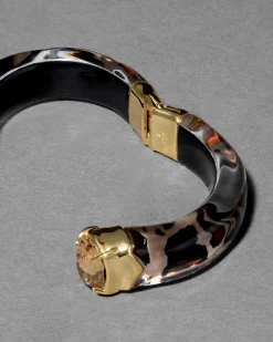 Bonbon Crystal Lucite Hinge Bracelet- Leopard