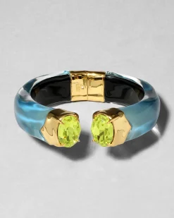 Bonbon Crystal Lucite Hinge Bracelet- Metallic Sky