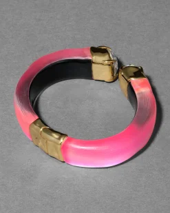 Bonbon Crystal Lucite Hinge Bracelet- Neon Pink