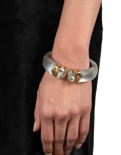 Bonbon Crystal Lucite Hinge Bracelet- Silver