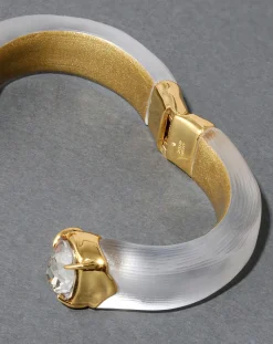 Bonbon Crystal Lucite Hinge Bracelet- Silver