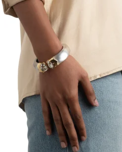 Bonbon Crystal Lucite Hinge Bracelet- Silver