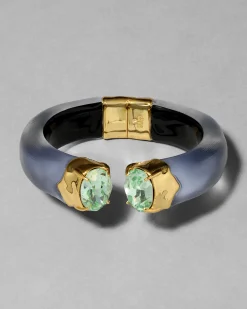 Bonbon Crystal Lucite Hinge Bracelet- Steel Blue