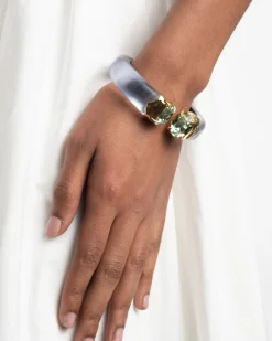 Bonbon Crystal Lucite Hinge Bracelet- Steel Blue