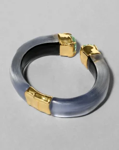 Bonbon Crystal Lucite Hinge Bracelet- Steel Blue