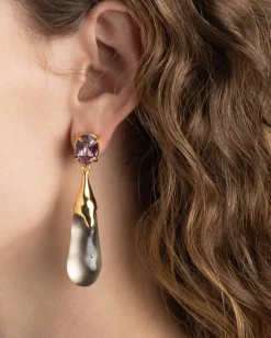 Bonbon Crystal Small Teardrop Earring- Dune