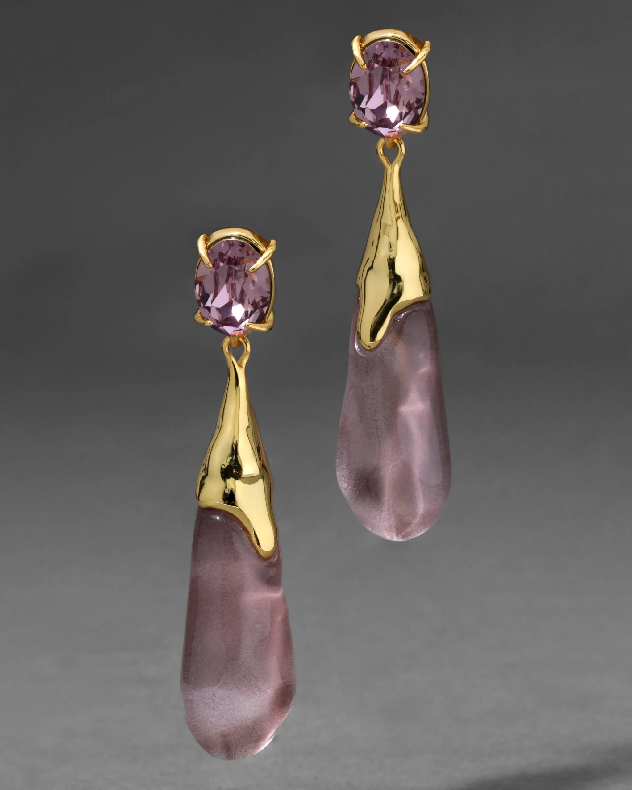 Bonbon Crystal Small Teardrop Earring- Dusty Rose
