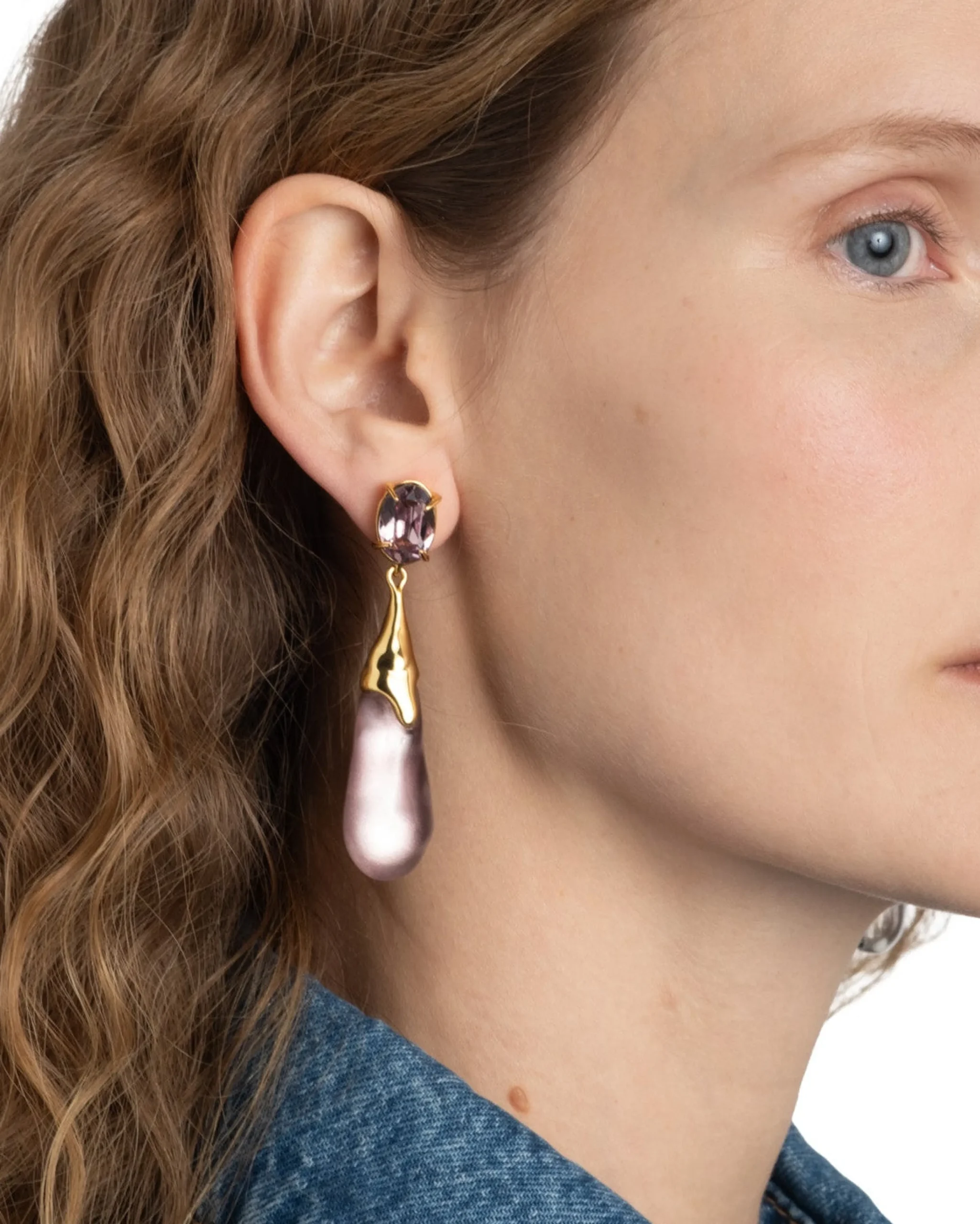Bonbon Crystal Small Teardrop Earring- Dusty Rose