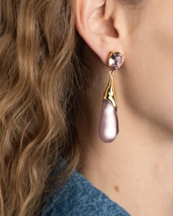Bonbon Crystal Small Teardrop Earring- Dusty Rose