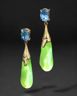 Bonbon Crystal Small Teardrop Earring- Fluorescent Yellow