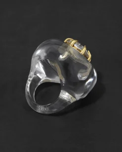 Bonbon Crystal Teardrop Lucite Ring- Clear