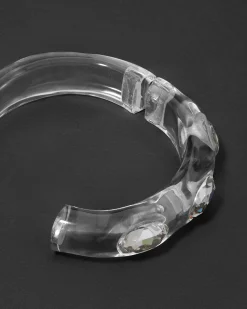 Bonbon Large Crystal Studded Lucite Hinge Bracelet- Clear