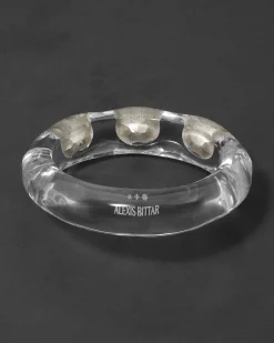 Bonbon Large Crystal Studded Lucite Hinge Bracelet- Clear + Petal Crystal