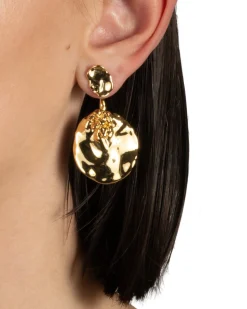Brut Gold Coin Front Back Earring