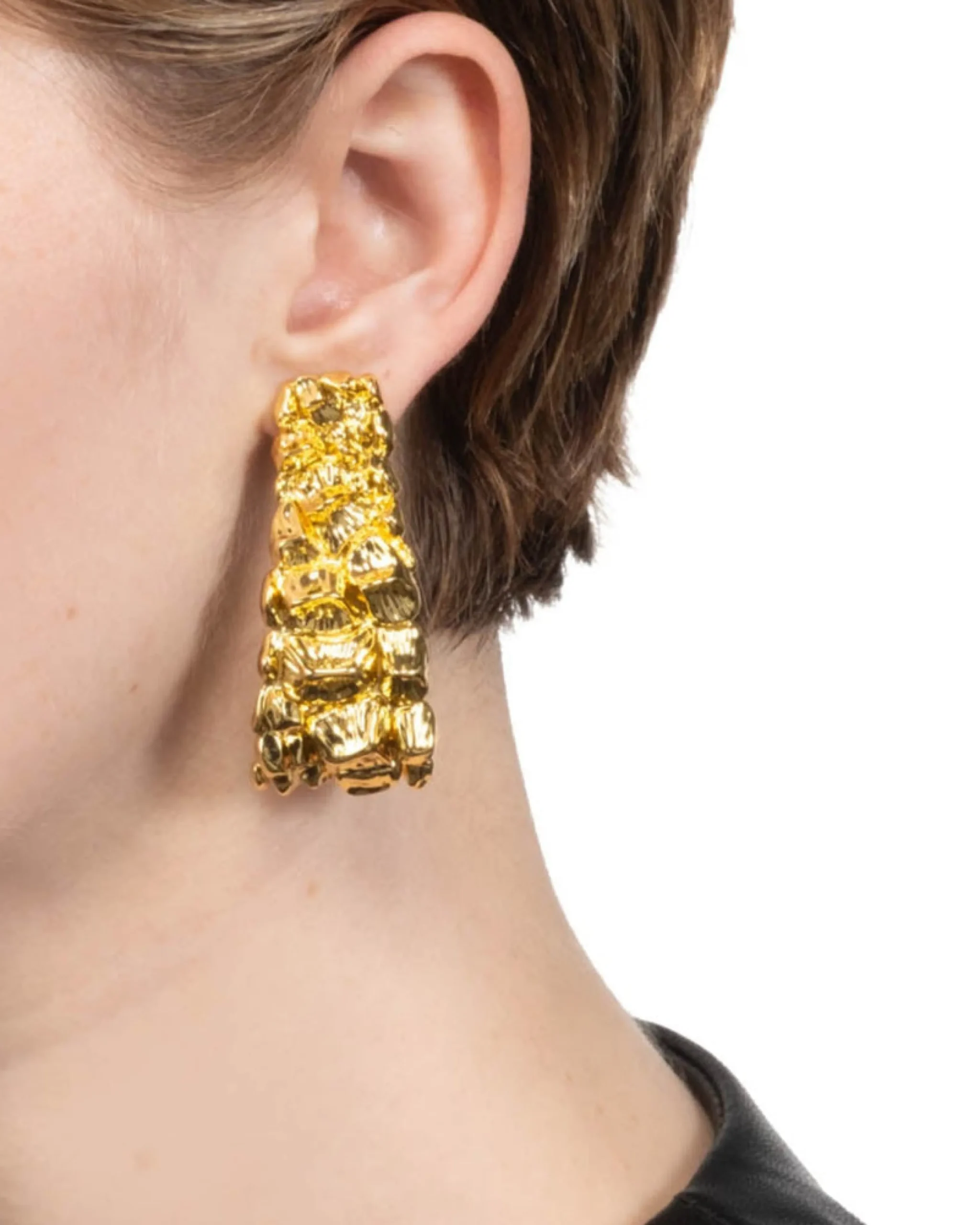 Brut Gold Croco Hoop Earring