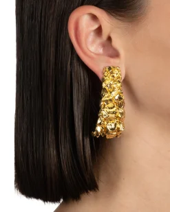 Brut Gold Croco Hoop Earring