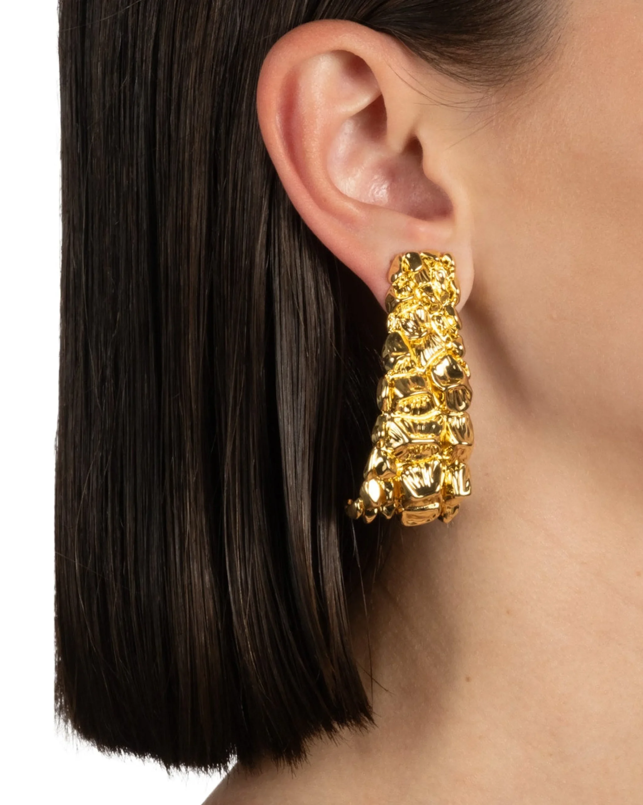 Brut Gold Croco Hoop Earring