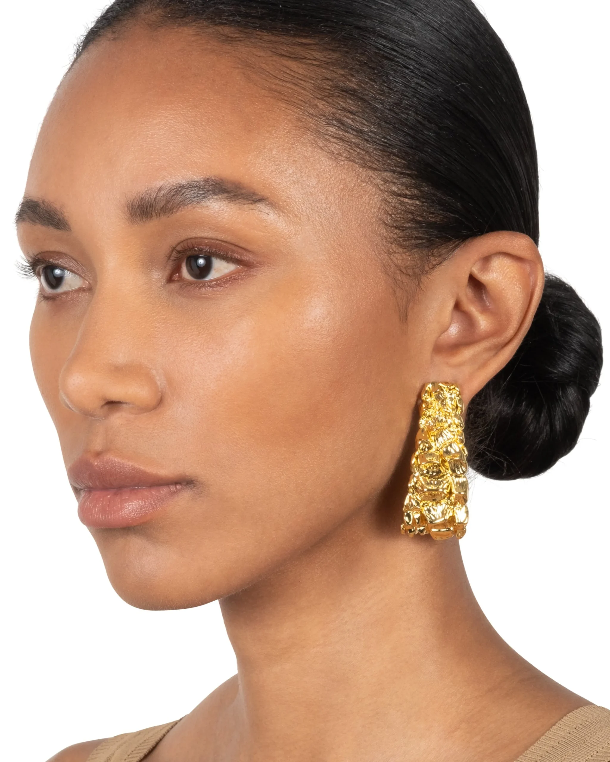 Brut Gold Croco Hoop Earring