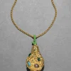 Brut Gold Jewel Studded Pear Pendant Necklace